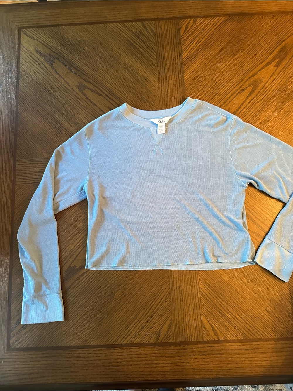 Athleta Light Blue Long Sleeve Crop Tee